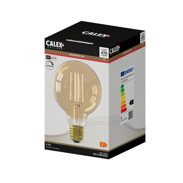 Calex Ledlamp E27 | Globe | Calex | 6 stuks (4W, 470lm, 2100K, Dimbaar, Goud)  V170203785 - 4