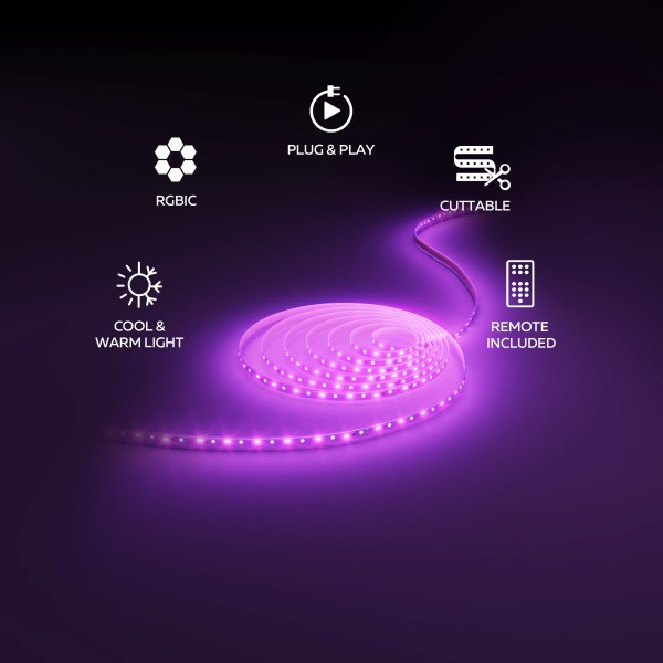 Calex Ledstrip | Calex | Vista | 10 meter (Afstandsbediening, 24W, RGBW, 2700-6500K, 80lm) 4101000500 K170203955 - 2