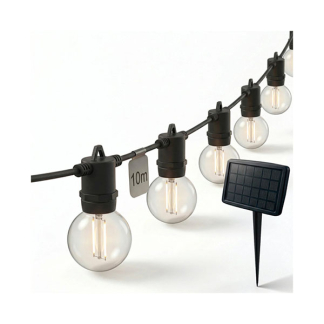 Calex Lichtsnoer | Calex | 10 meter (Zonnepaneel, 20 ledlampjes, Afstandsbediening, IP44, Buiten, Zwart) 7501001500 K150301084