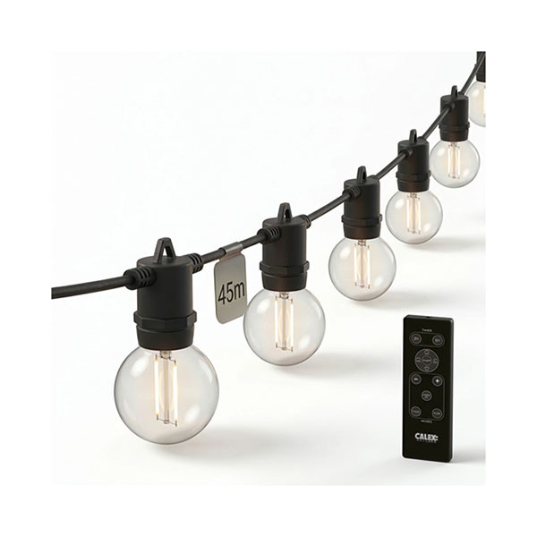 Calex Lichtsnoer | Calex | 45 meter (IP54, 2700K, 0.3W, 12V, 75 lampjes, Buiten, Zwart) 4301003103 K150301081 - 1