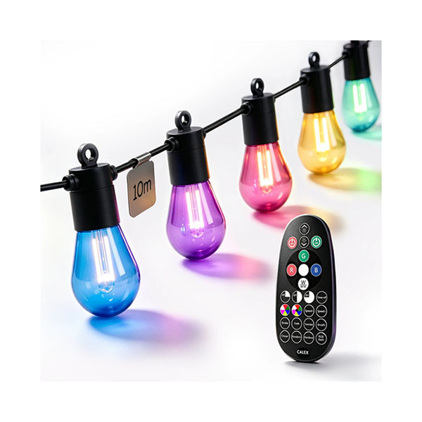 Calex Lichtsnoer | Calex | Vista | 15 meter (10 leds, IP44, Koppelbaar, Timer, Incl. afstandsbediening, Gekleurd) 4301002901 K150301085 - 1