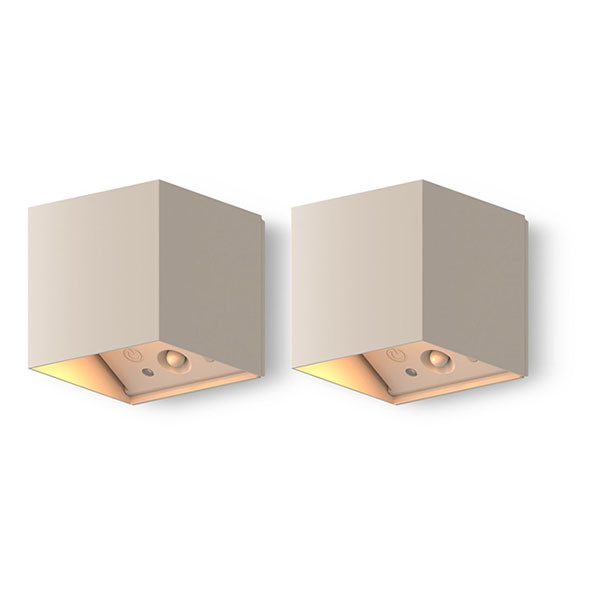 Calex Oplaadbare wandlamp | Calex | Falerna | 2 stuks (Led, 70lm, 2700K, Dimbaar, Afstandsbediening, Sensor, Zand) 4301005500 K170203953 - 1