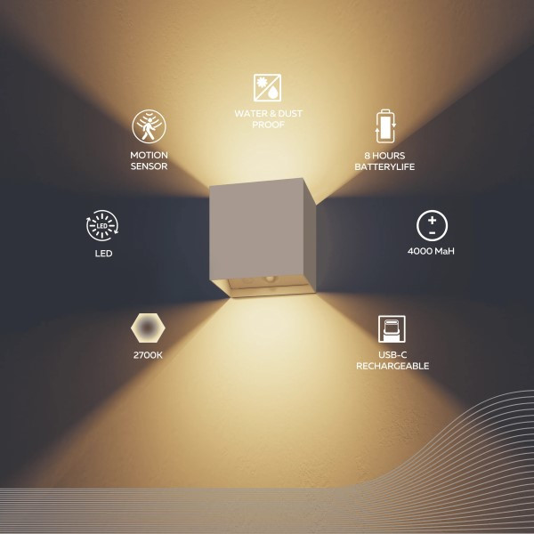 Calex Oplaadbare wandlamp | Calex | Volterra (Led, Up/Down, Zand) 4301003400 K170203950 - 2