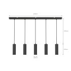 Calex Pendel | Calex (5x GU10, Aluminium, Verstelbaar, Zwart) 3401000800 K170203960 - 3
