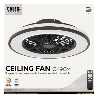 Calex Plafondventilator met lamp | Calex | Ø 49 cm (Kleurtemperatuur 2700-6500K, Kunststof, Led, Dimbaar, Afstandsbediening) 5701000800 K170104173 - 8