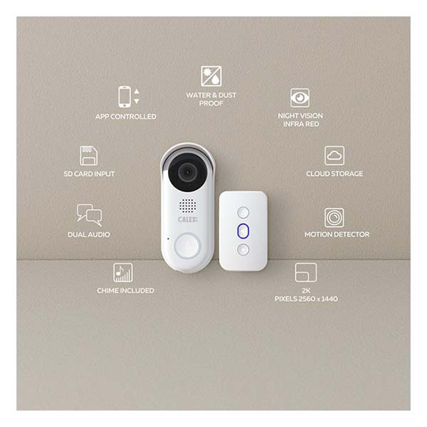 Calex Slimme deurbel | Calex Smart Home (Bedraad, Abonnement vrij, Draadloze gong, Nachtzicht, 2K) 5501001500 K170203900 - 9