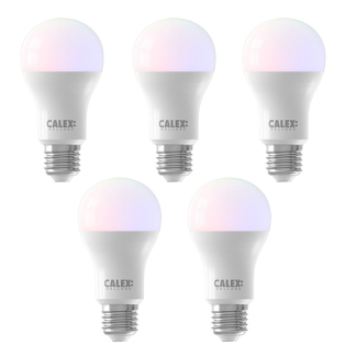 Slimme lamp E27 | Calex Smart Home | Peer | 5 stuks (9.4W, 806lm, RGBW, 2200-4000K,  Dimbaar)