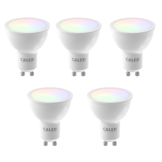 Slimme spot GU10 | Calex Smart Home | Spot   | 5 stuks (4.9W, 345lm, RGBW, 2200-4000K,  Dimbaar)