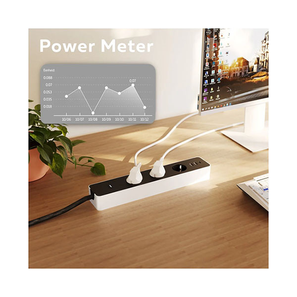Calex Slimme stekkerdoos | Calex Smart Home | 6-voudig (3x Randaarde Stopcontact, 2x USB A, 1x USB C, Wifi, Timer) 5201001300 K060401160 - 5