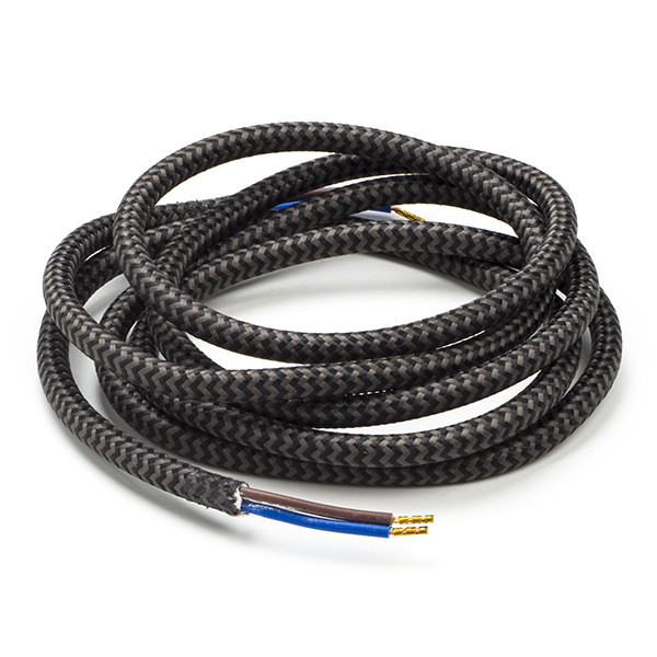 Calex Strijkijzersnoer | Calex | 1.5 meter (2 x 0.75 mm², Zwart/Grijs gestreept) 940242 K170202528 - 1