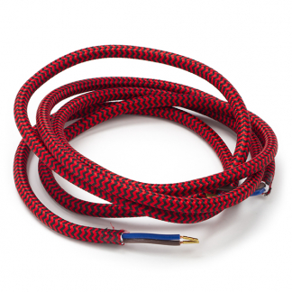 Calex Strijkijzersnoer | Calex | 1.5 meter (2 x 0.75 mm², Zwart/Rood gestreept) 940240 K170202527 - 1