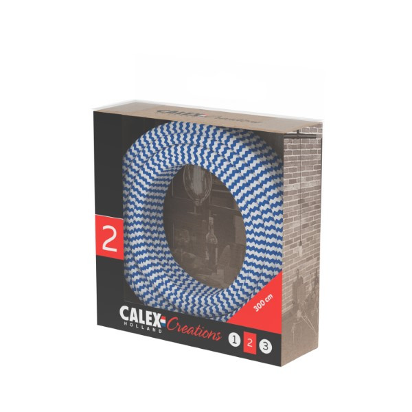Calex Strijkijzersnoer | Calex | 3 meter (2 x 0.75 mm², Blauw/Wit gestreept) 940278 K170202539 - 3