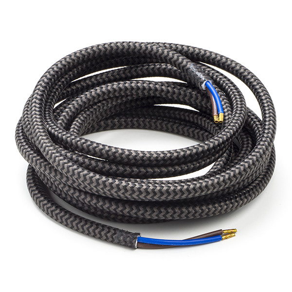 Calex Strijkijzersnoer | Calex | 3 meter (2 x 0.75 mm², Zwart/Grijs gestreept) 940284 K170202542 - 1