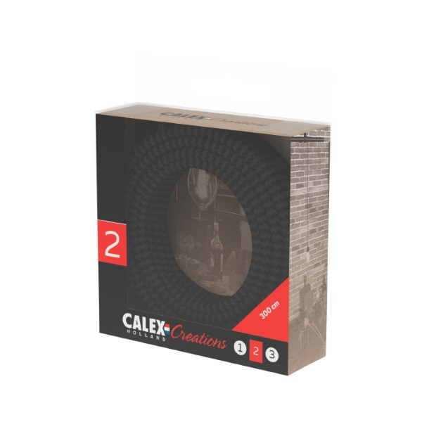 Calex Strijkijzersnoer | Calex | 3 meter (2 x 0.75 mm², Zwart/Grijs gestreept) 940284 K170202542 - 3