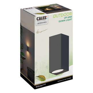 Calex Wandlamp buiten | Calex | Bergamo (2x GU10, Up/Down, Zwart) 4301000600 K150101125 - 3