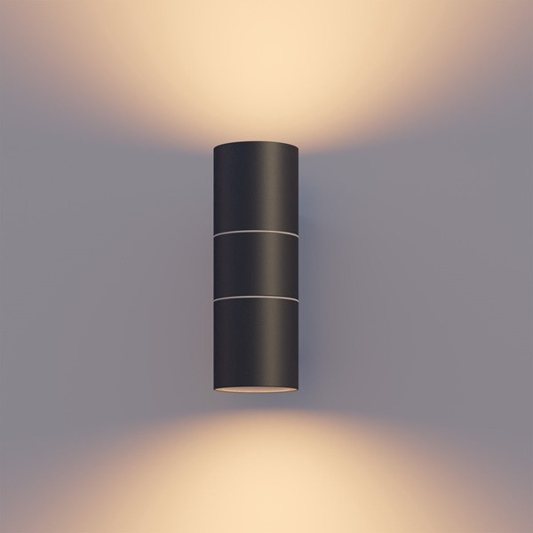 Calex Wandlamp buiten | Calex | Turin (2x GU10, RVS, Up/Down, Zwart) 4301000900 K150101137 - 2