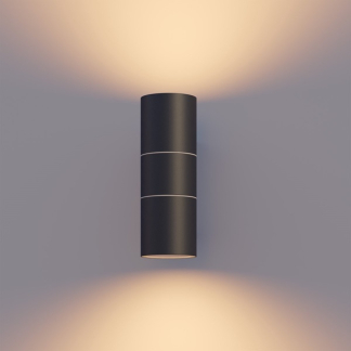 Calex Wandlamp buiten | Calex | Turin (2x GU10, RVS, Up/Down, Zwart) 4301000900 K150101137 - 2
