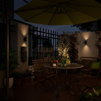 Calex Wandlamp buiten | Calex | Turin (2x GU10, RVS, Up/Down, Zwart) 4301000900 K150101137 - 3