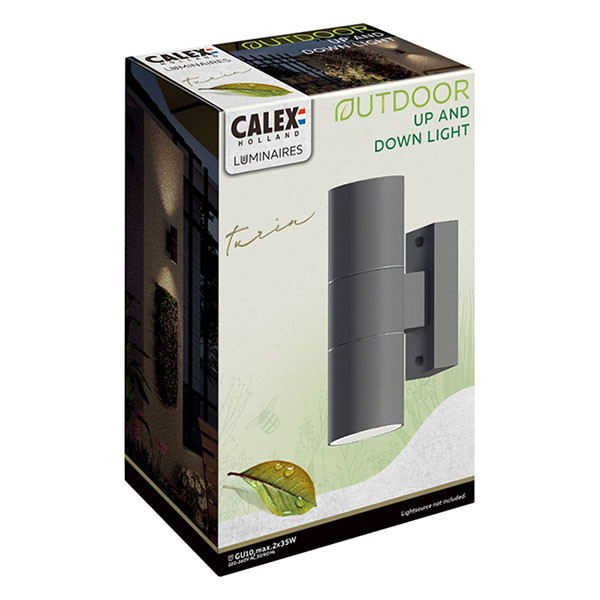Calex Wandlamp buiten | Calex | Turin (2x GU10, Up/Down, RVS, Antraciet) 4301001100 K150101139 - 4