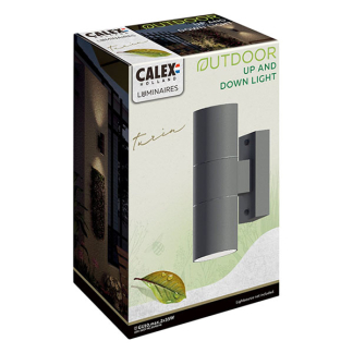 Calex Wandlamp buiten | Calex | Turin (2x GU10, Up/Down, RVS, Antraciet) 4301001100 K150101139 - 4