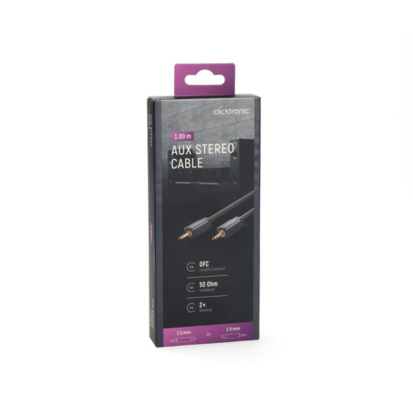 Clicktronic 3.5 mm jack kabel | M ↔ M | Clicktronic | 1 meter (Stereo, Verguld, 3-polig) 70476 K010214406 - 6