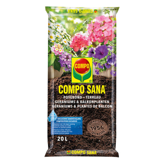 Compo Bloeiende planten en geraniums potgrond | Compo | Sana | 20 liter (Aqua mix, Meststof) 2229714017 K170116073