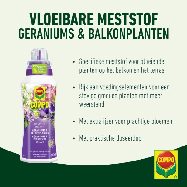 Compo Bloeiende planten en geraniums voeding | Compo | 500 ml (Vloeibaar) 1434922017 K170116068 - 2