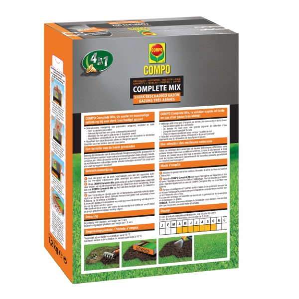 Compo Gazon hersteller | Compo | 6 m² (Graszaad, Grond, Meststof, Kalk, Strooidoos, 1.2 kg) 2179602017 K170116050 - 2