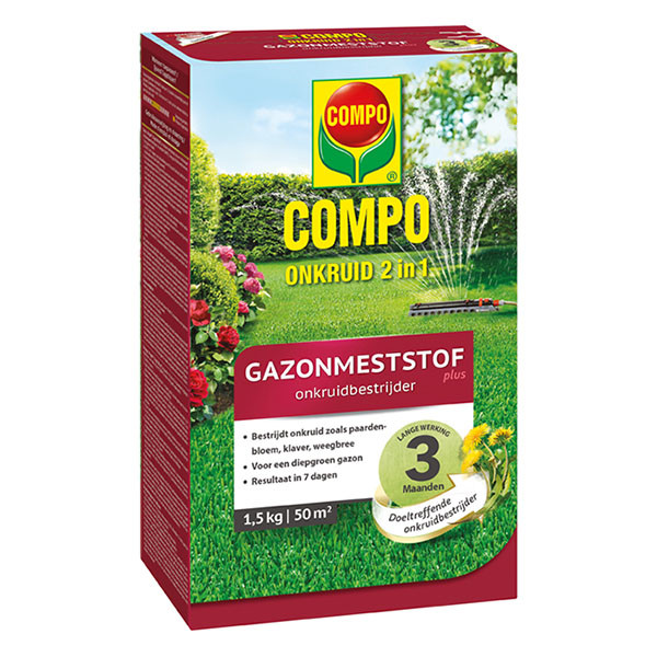 Compo Gazonmest | Compo | 1.5 kg (50 m², 2-in-1, Anti-onkruid) 1330042017 K170116043 - 1