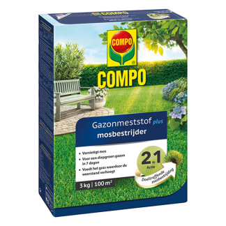 Compo Gazonmest | Compo | 100 m² (2-in-1, Anti-mos, 3 kg) 1342222017 K170115796 - 1