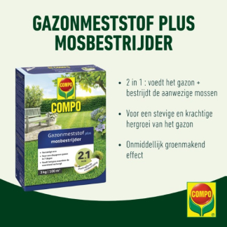 Compo Gazonmest | Compo | 100 m² (2-in-1, Anti-mos, 3 kg) 1342222017 K170115796 - 2
