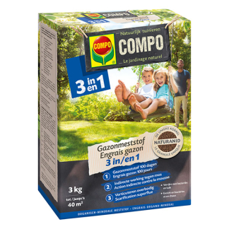 Compo Gazonmest | Compo | 3 kg (40 m², 3-in-1, Anti-mos, Organisch) 2148502017 K170116035 - 1