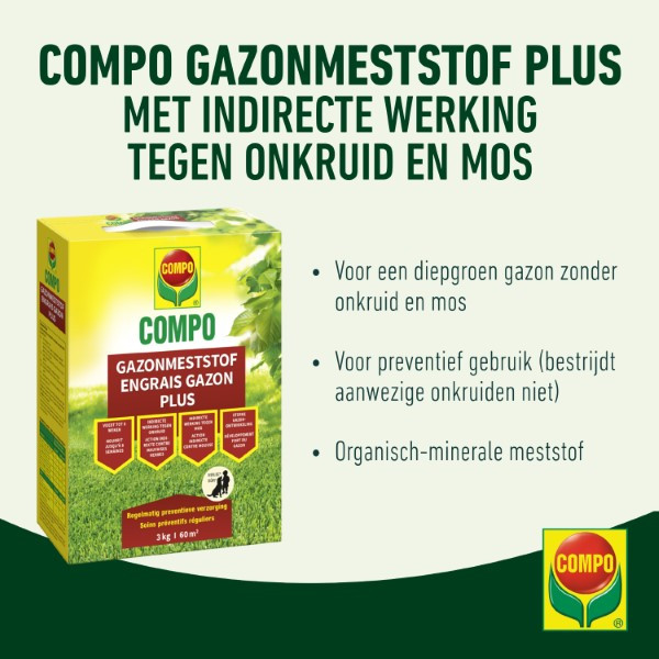 Compo Gazonmest | Compo | 3 kg (60 m², Anti-onkruid, Anti-mos) 2601402017 2860202017 K170116040 - 2