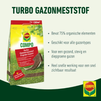 Compo Gazonmest | Compo | 5 kg (130 m², Snel resultaat, Hersluitbaar) 2859602017 K170116099 - 2