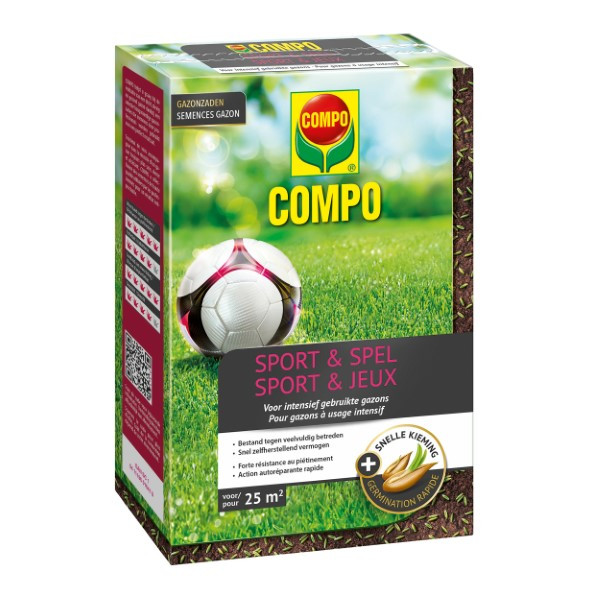 Compo Graszaad speelgazon | Compo | 25 m² (Snel kiemend, Strooidoos, 500 gram) 2181002017 K170501686 - 1