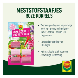 Compo Tuinmest | Compo | 30 stuks (Roze korrel, Staafjes, Universeel) 2352602017 K170115954 - 2
