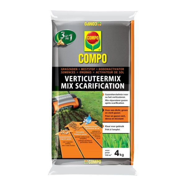 Compo Verticuteermix | Compo | 150 m² (Graszaad herstel, Meststof, Bodemverbeteraar, 4 kg) 2030702017 K170115780 - 1