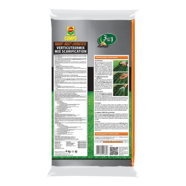 Compo Verticuteermix | Compo | 150 m² (Graszaad herstel, Meststof, Bodemverbeteraar, 4 kg) 2030702017 K170115780 - 2
