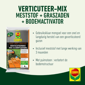 Compo Verticuteermix | Compo | 150 m² (Graszaad herstel, Meststof, Bodemverbeteraar, 4 kg) 2030702017 K170115780 - 3