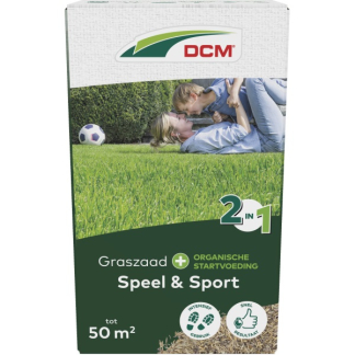 DCM Graszaad speelgazon 2-in-1 | DCM | 50 m² (Meststof, Strooidoos, 1 kg) 1004750 K170115651 - 2