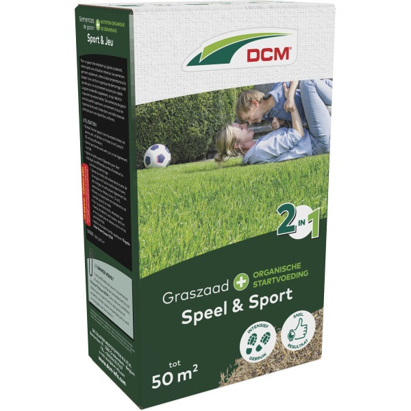 DCM Graszaad speelgazon 2-in-1 | DCM | 50 m² (Meststof, Strooidoos, 1 kg) 1004750 K170115651 - 1