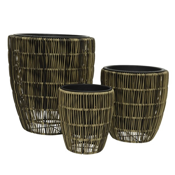 Decoris Bloempot | Decoris | Ø 38 cm | 3 stuks (Polyrotan, Binnen/Buiten, Donker bruin) 801519 K170116248 - 1
