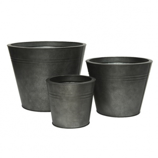 Decoris Bloempot | Decoris | Ø 38 cm | 3 stuks (Zink, Rond, Buiten, Zwart) 801658 K170116254