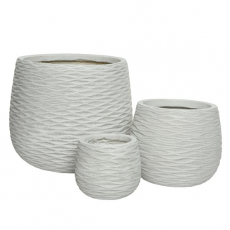 Decoris Bloempot | Decoris | Ø 42.5 centimeter | 3 stuks (Fiberclay, Binnen/buiten, Off-white) 802545 K170116239 - 