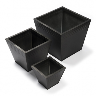 Decoris Bloempot | Decoris | 32 cm | 3 stuks (Zink, Vierkant, Buiten, Zwart) 801659 K170116256 - 1