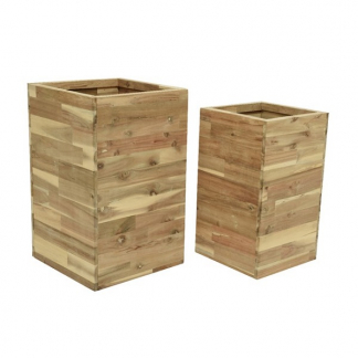 Decoris Bloempotten | Decoris | 55 centimeter | 2 stuks (Vierkant, Acaciahout, FSC 100%, Buiten, Naturel) 801657 K170116227 - 1