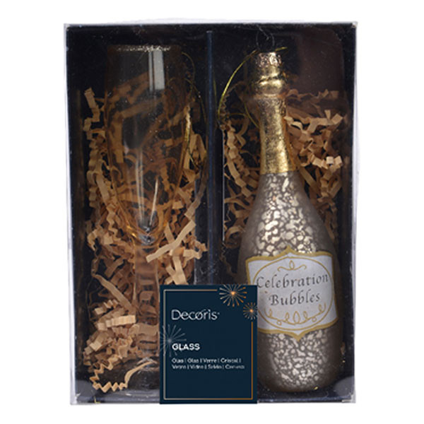 Decoris Champagne kerst ornament | Decoris | Set van 2 (Glas) 120868 K151000707 - 5