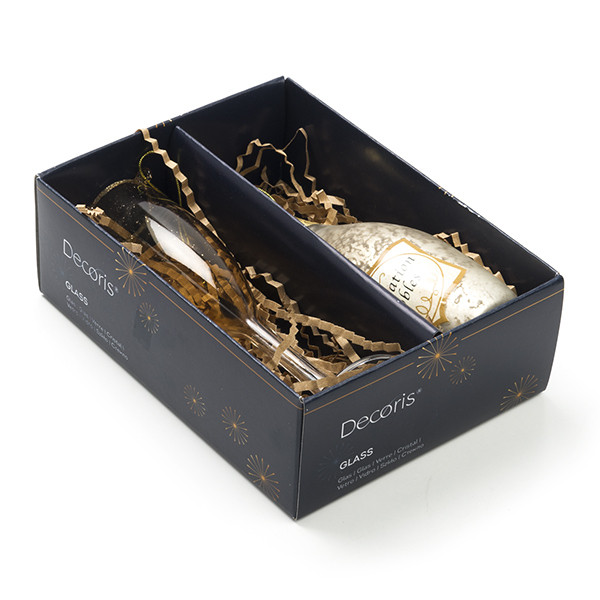 Decoris Champagne kerst ornament | Decoris | Set van 2 (Glas) 120868 K151000707 - 1