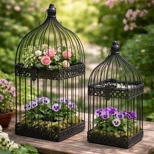 Decoris Decoratieve vogelkooi | Decoris | 20 x 20 x 47 cm (IJzer) 873178 K170105728 - 2