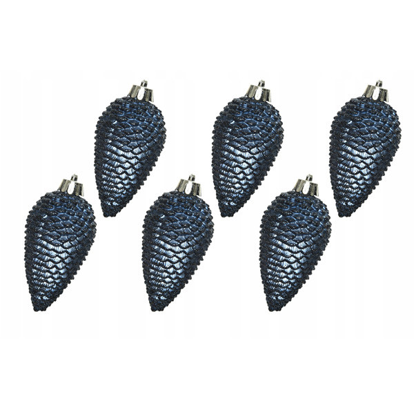 Decoris Dennenappel kerst ornament | Decoris | 6 stuks (Blauw) 028607 K151000451 - 3